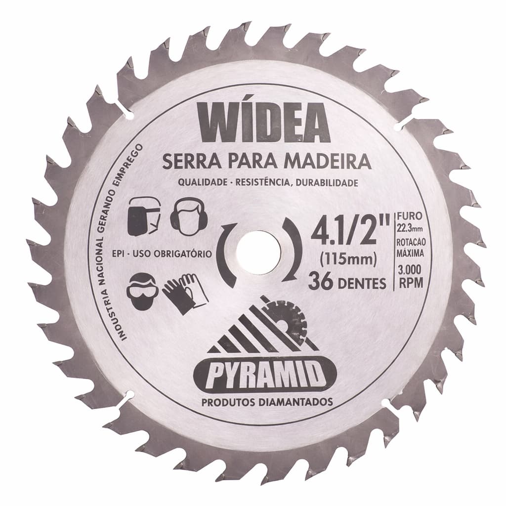 Disco Serra Widea 4.1/2 110mm Pyramid 36 Dentes Para Madeira Corte Rápido Forte e Durável