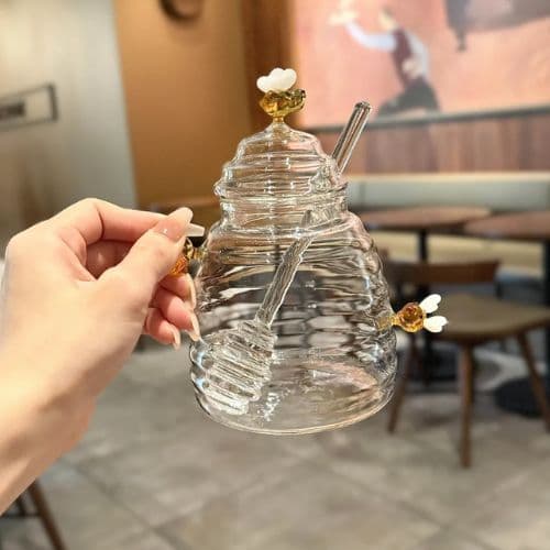 Meleira Porta Mel 400ml Borboleta Vidro Borossilicato Abelha