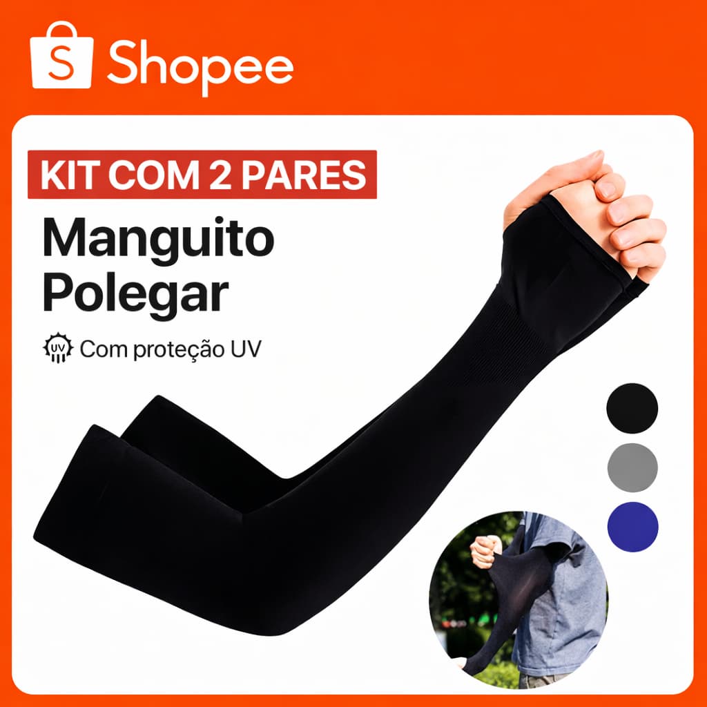 Kit Com 2 Ou 1 Par De  Manguito Proteção Solar UV  Masculina   E Feminina Respirável 40cm