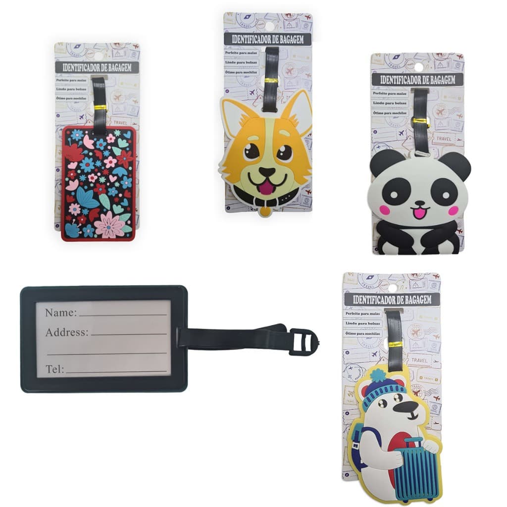 Identificador Tag de Viagem Bagagem Mala Mochila Silicone Animais