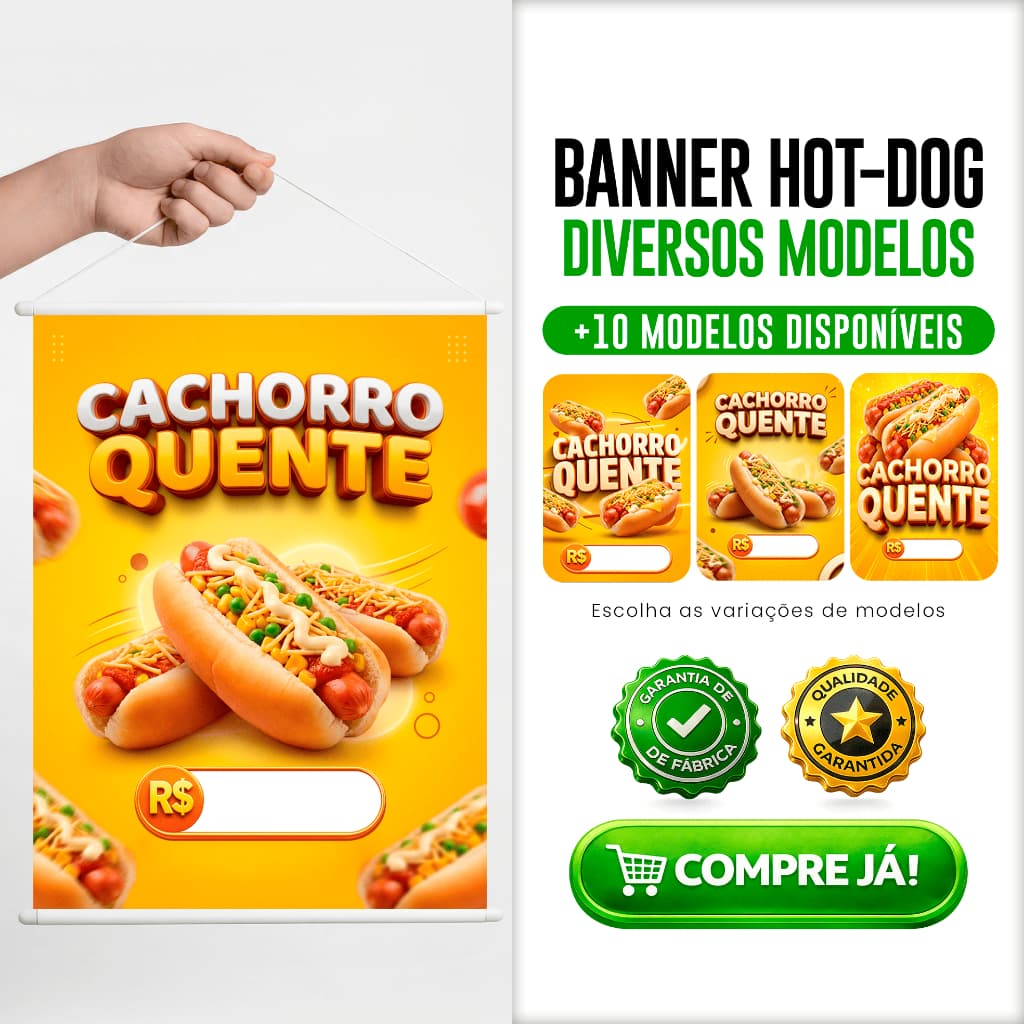 Banner Hot Dog Cachorro Quente Lanche Personalizado