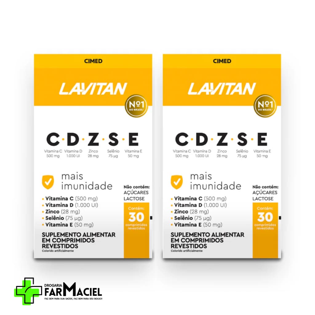 Kit 2 Lavitan Vitaminas CDZSE Mais Imunidade com 30 comprimidos revestidos - Suplemento Alimentar