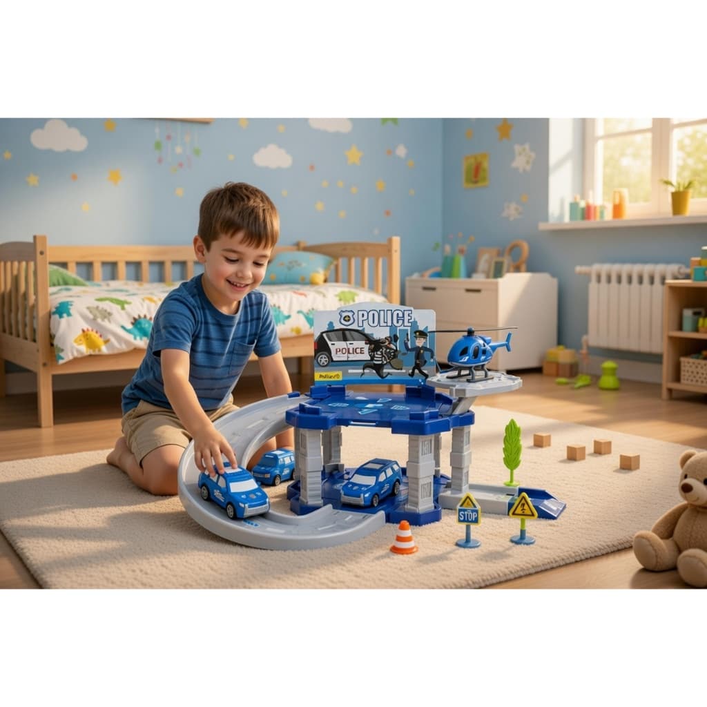 Pista Estação Policial Carrinhos Policia Brinquedo Infantil Meninos Pista  Police Hot Mini Carros