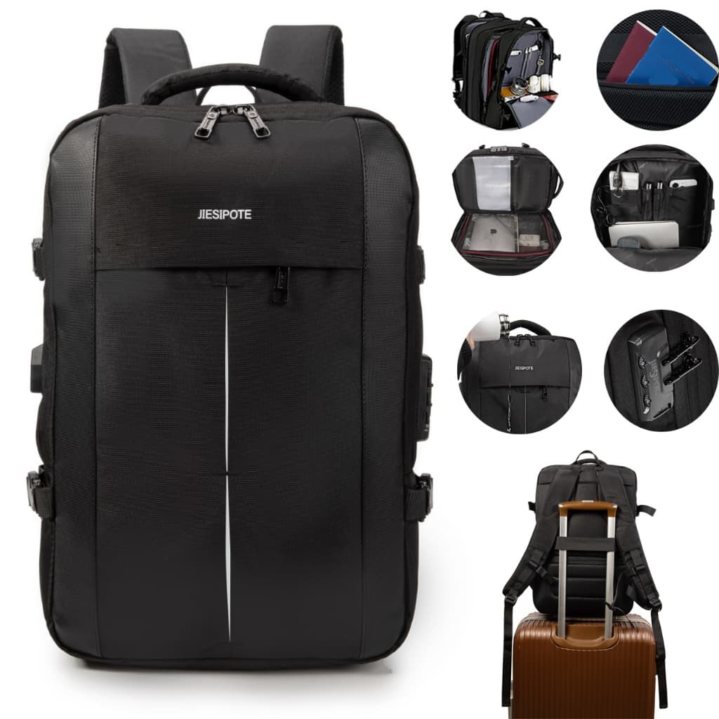 Mochila Executiva JIESIPOTE 48cm,Tamanho Grande com Expansão, Bolsa de Trabalho e Viagem para Notebook de 15,6 Polegadas
