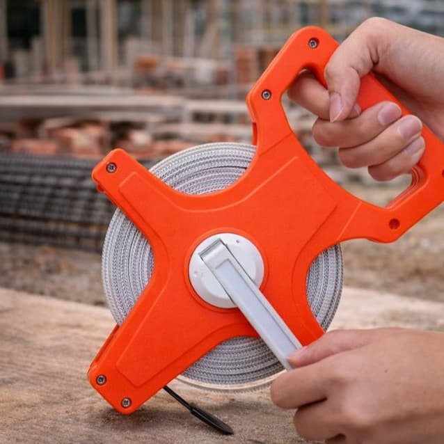 Fita Métrica 30m com Manivela Fibra de Vidro Profissional Medição Obras Construção