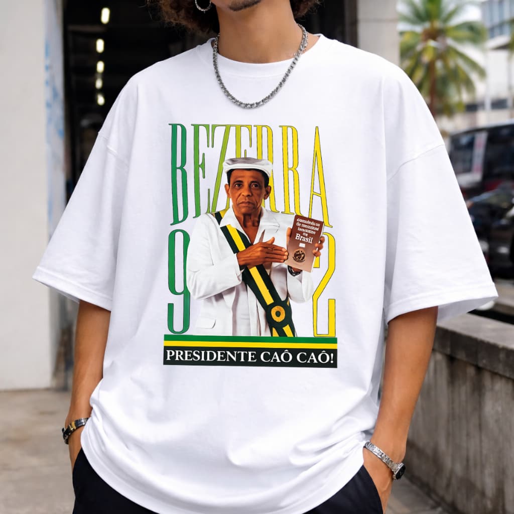 Camiseta OVersized Bezerra Da Silva Cantor Camisa Presidente Caô Caô Samba Malandragem Não Vacila