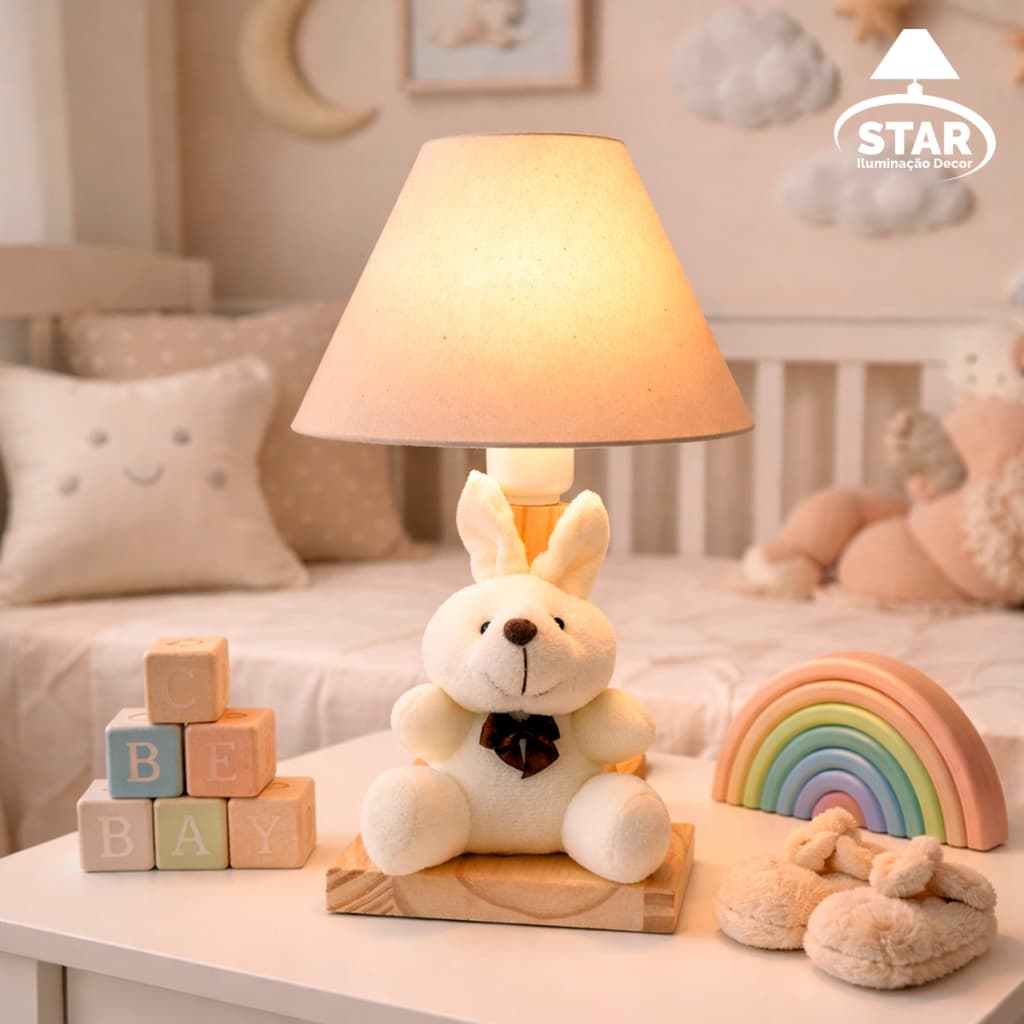 Abajur Infantil Luminária Quarto Coelhinho