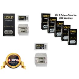 KIT 5 CAIXAS DE LAMINAS LORD BLACK PLATINUM CONTEM 250 LAMINAS INTEIRAS