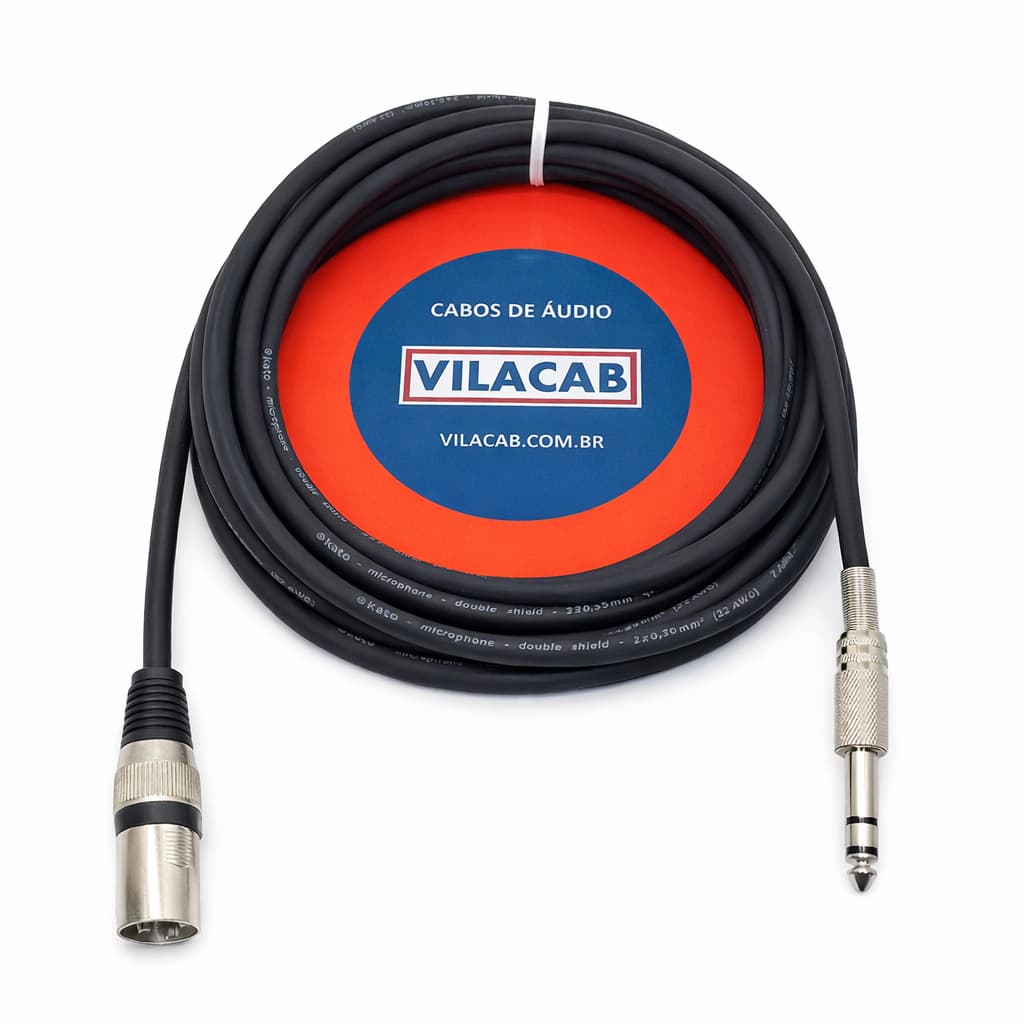 Cabo Xlr Macho P10 Stereo Plug Conector Canon 5mt Balanceado Trs Equipamentos Áudio Profissional