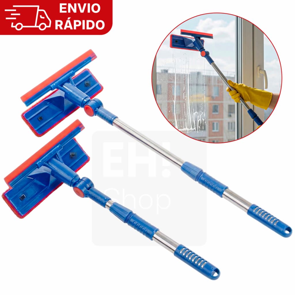 Rodo Limpa Vidro e Janela 2 em 1 Mágico Extensível com Esponja para Limpeza de Box e Espelho