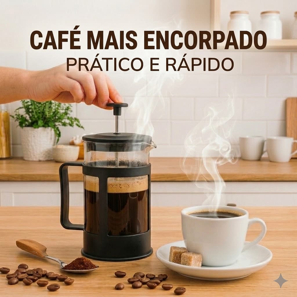 Cafeteira Francesa 300ml Prensa Francesa Café Gourmet Vidro Resistente Filtro Inox Café Especial