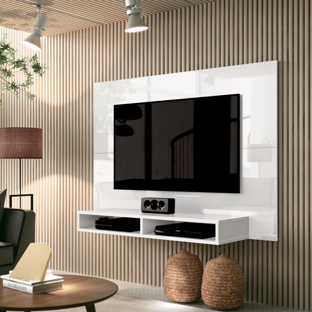 Painel para TV até 43" Polegadas Branco Fow New com Nicho em MDP Acabamento UV EDN Móveis