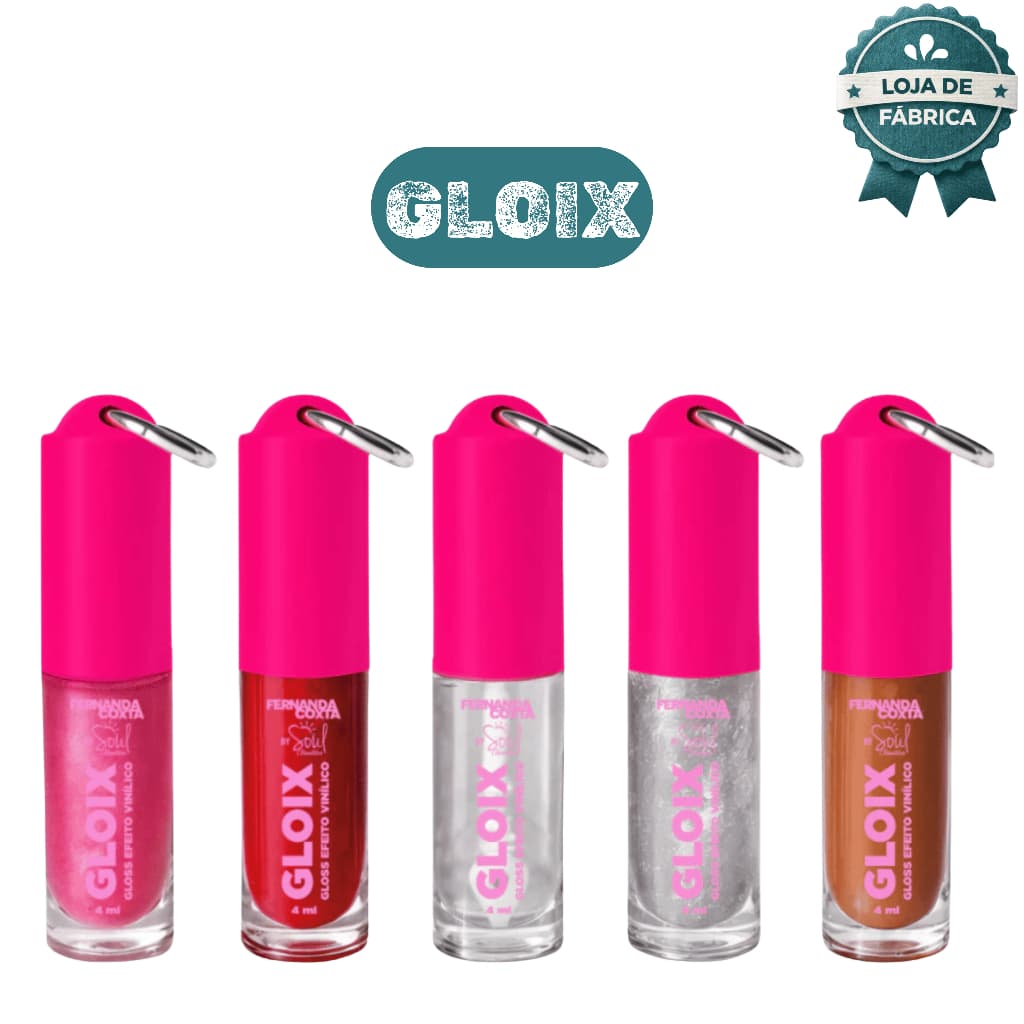 Gloix Fernanda Coxta + Chaveiro Gloss Vin铆lico Efeito Luminoso L谩bios Volumosos Textura leve Soul