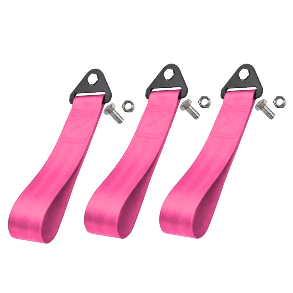 Kit 3 Cinta Reboque Acessórios Tow Strap Tunning Fita Reboque Para-choque Hook Racing Engate