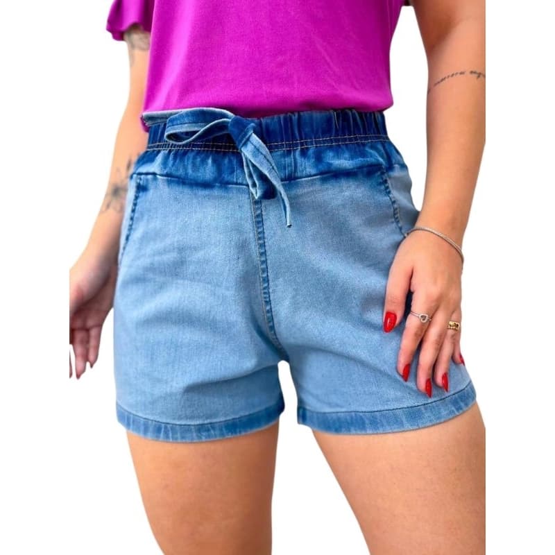 Kit com 5 Short Jeans Feminino Com Elástico C/ Bolso - Alta Qualidade