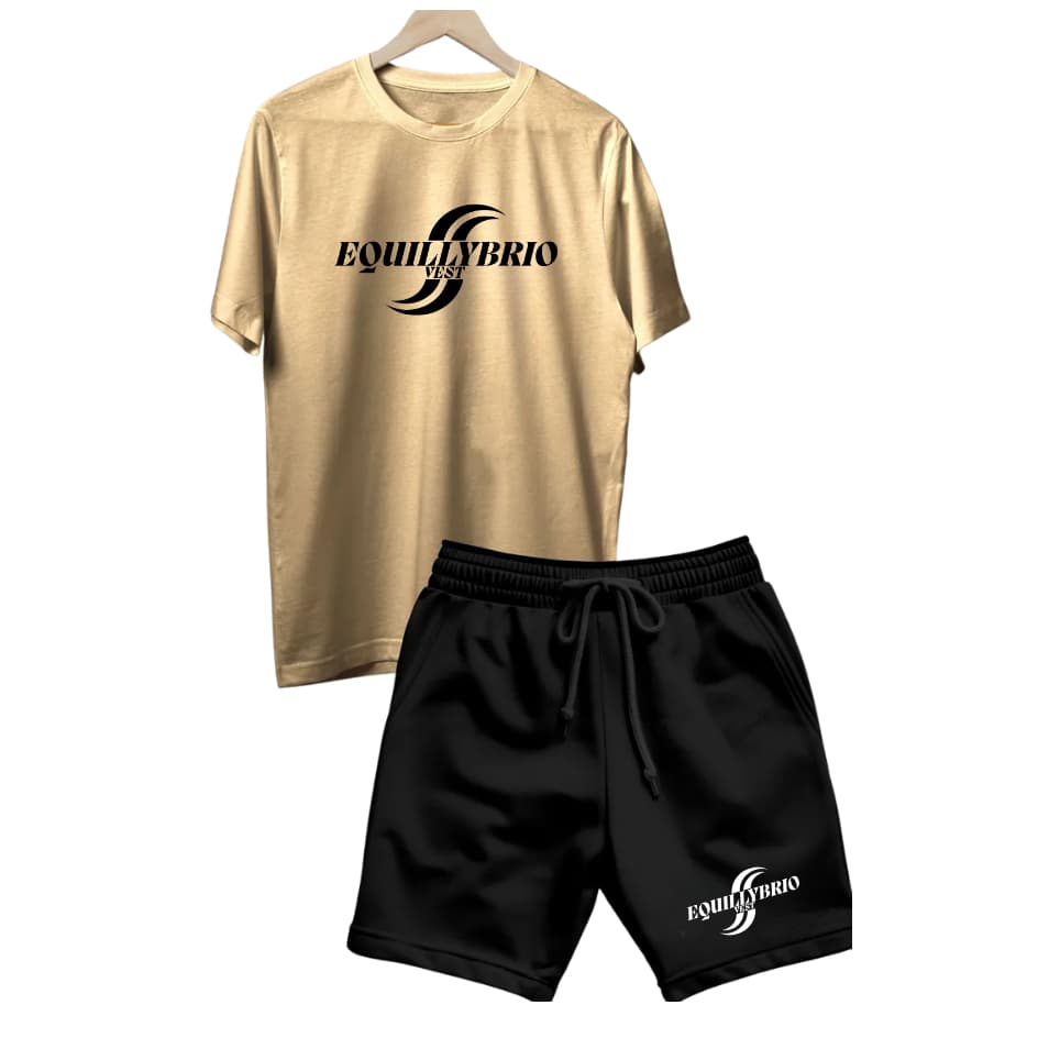 Conjunto Casual Camiseta Bermuda Equillybrio Algodão Varias Cores jovial