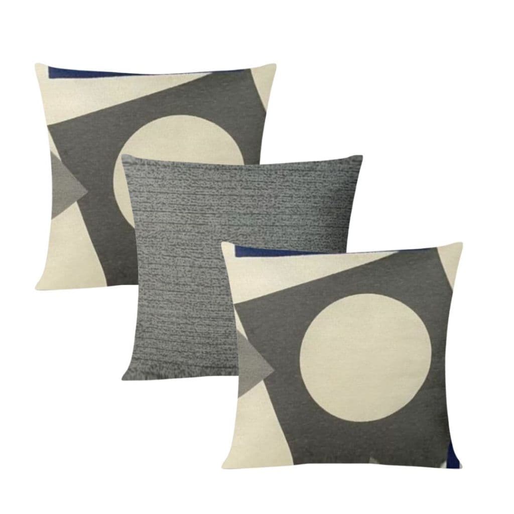 Kit 03 Almofadas Cheias  Decorativas  48x48cm Lisa e Estampada Zíper Invísivel
