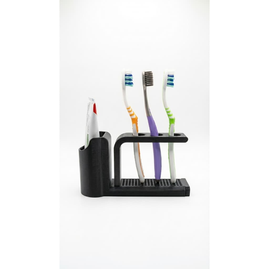 Porta Escova de Dentes com Suporte para Pasta | Organizador de Banheiro para 3 Escovas | Branco, Preto e Cappuccino