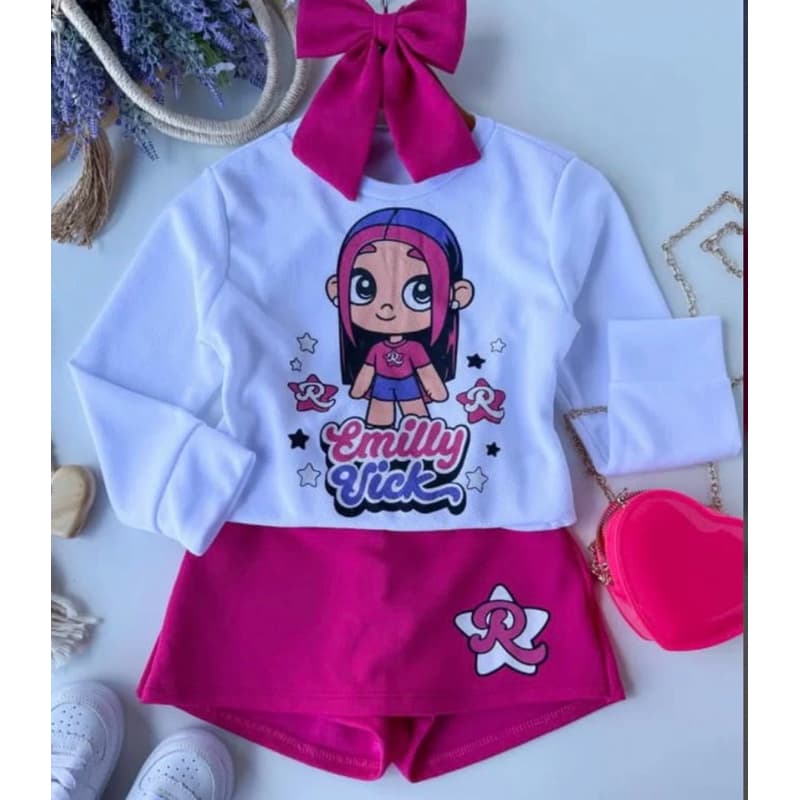 conjunto infantil menina em crepinho Emily vick tamanhos 4/6/8/10/12