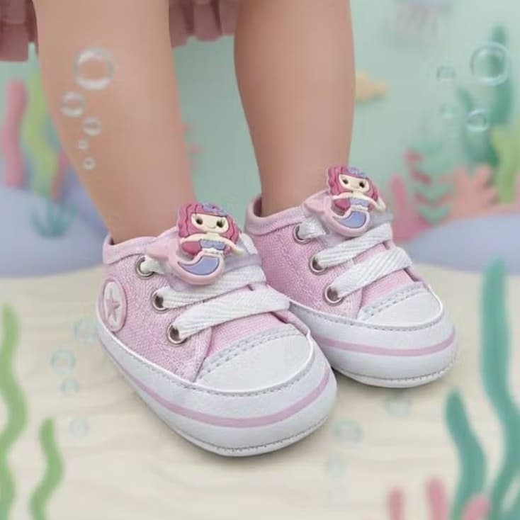 Sapatinho Bebe Recém Nascido Rosa Infantil Menina Pé no Pano Conforto e Leveza