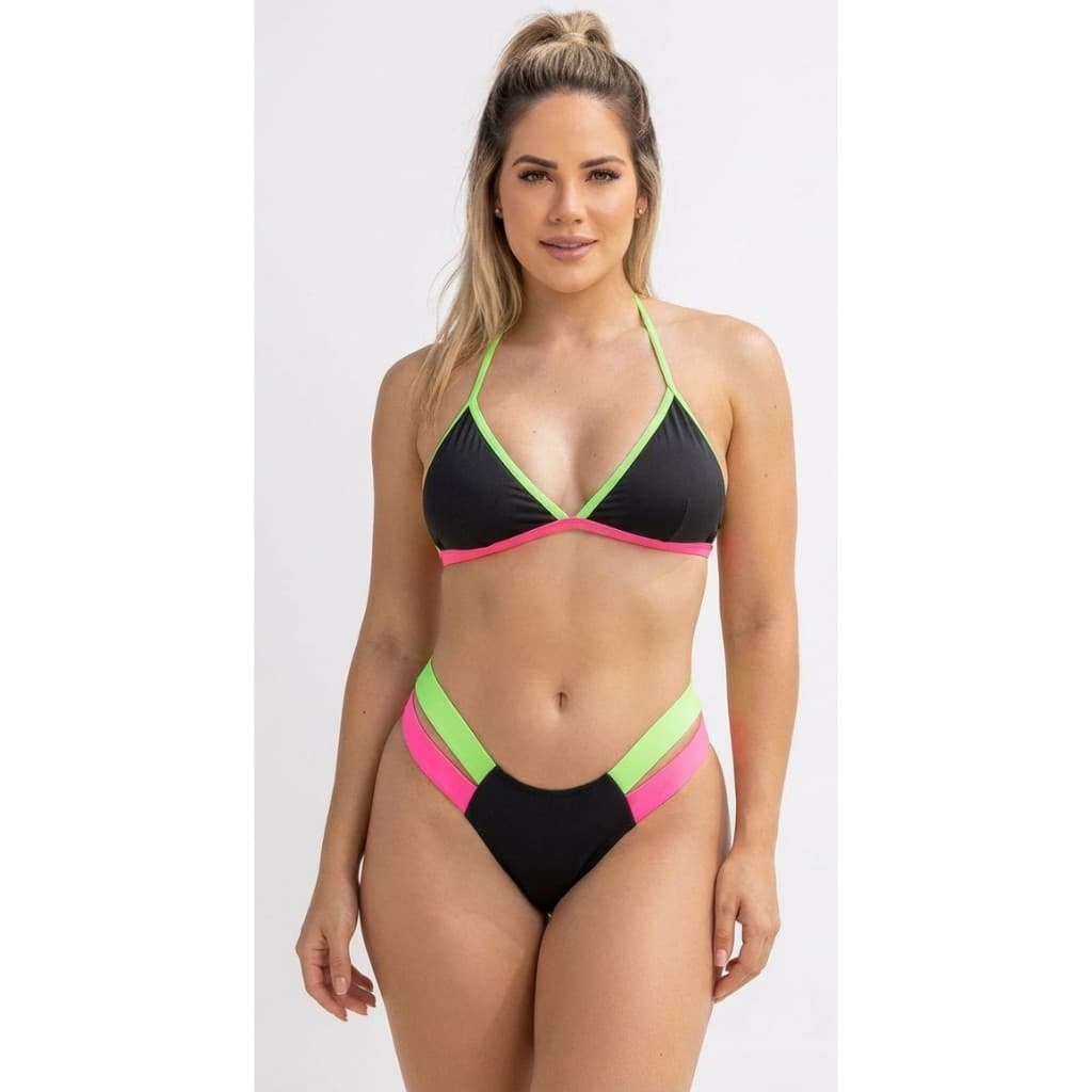 Biquini Asa Delta Grinda Tricolor Com Bojo Moda Blogueiras Ajustavel  Praia Top 2024