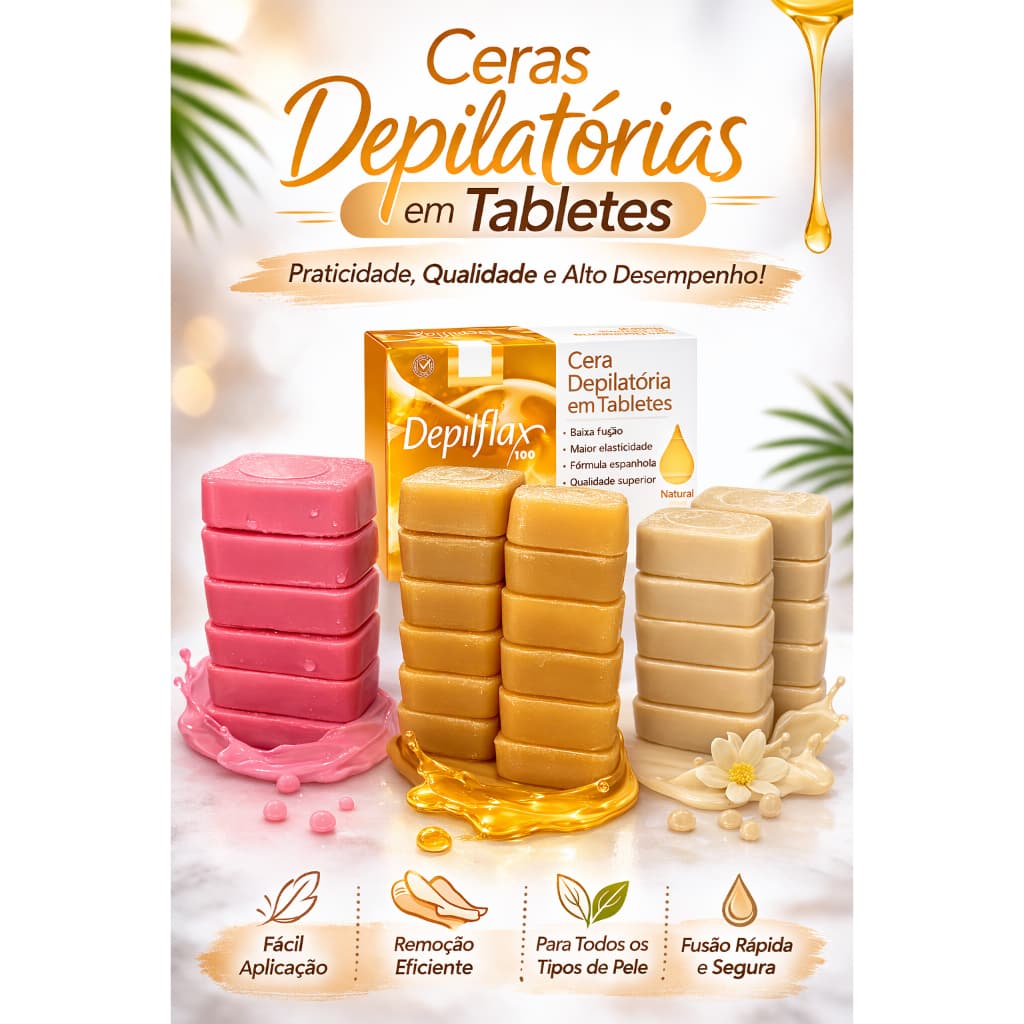Cera Quente Depilflax Depilatória Mel Rosa Negra Coco Hortelã Morango Original em Tabletes