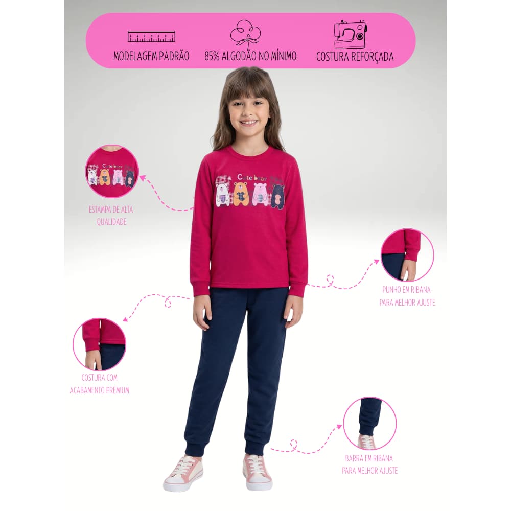 Conjunto Moletom Feminino/do 01 ao 16 /Moderno/Confortável/Alta Qualidade/Durável