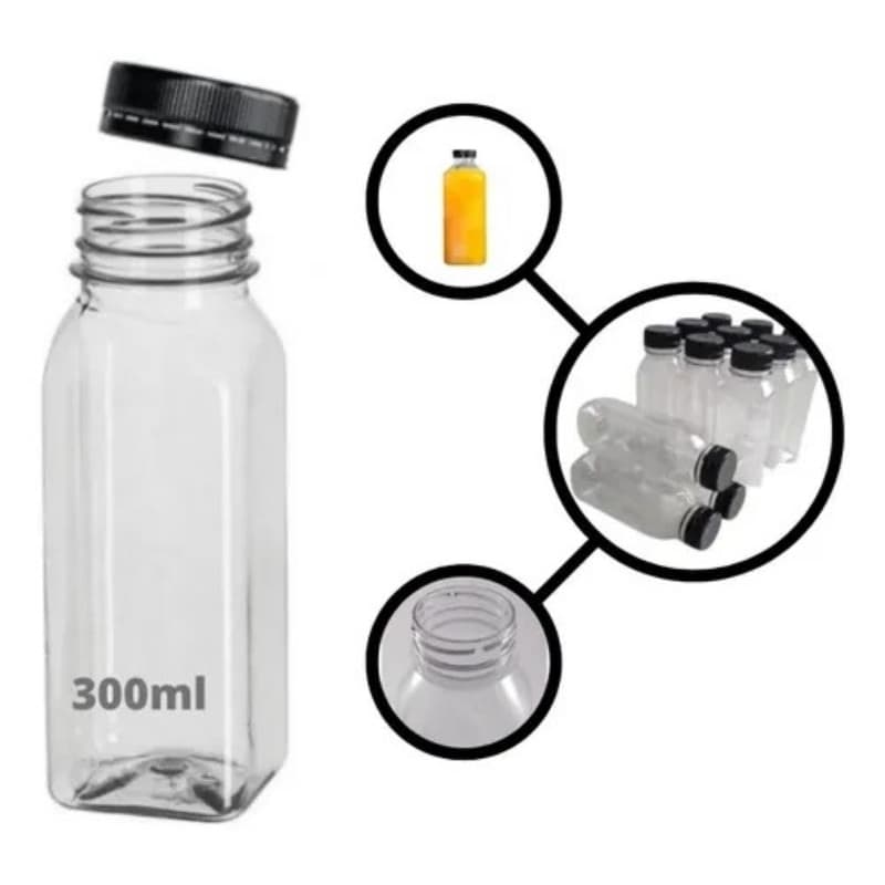 Garrafa Pet Plástica Resistente com tampa lacre 300ml e 500ml com 10 e 20 Unidades