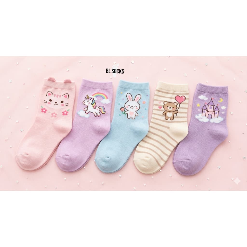 Kit 24 Pares de Meias Infantil e Bebê Menina FEMININA Com Desenho Variados e Cores Sortidas