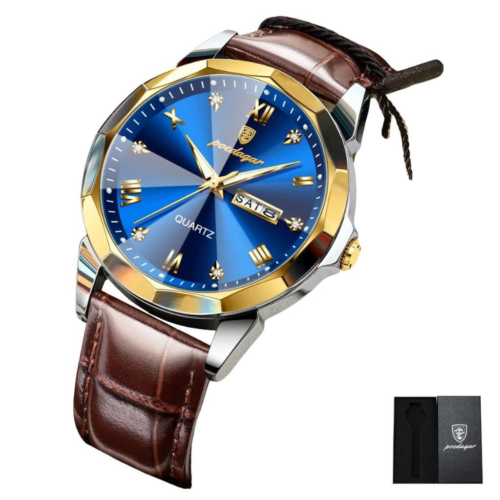 Relógio Masculino Social Poedagar Original De Luxo Pulseira em Couro e Com Caixa