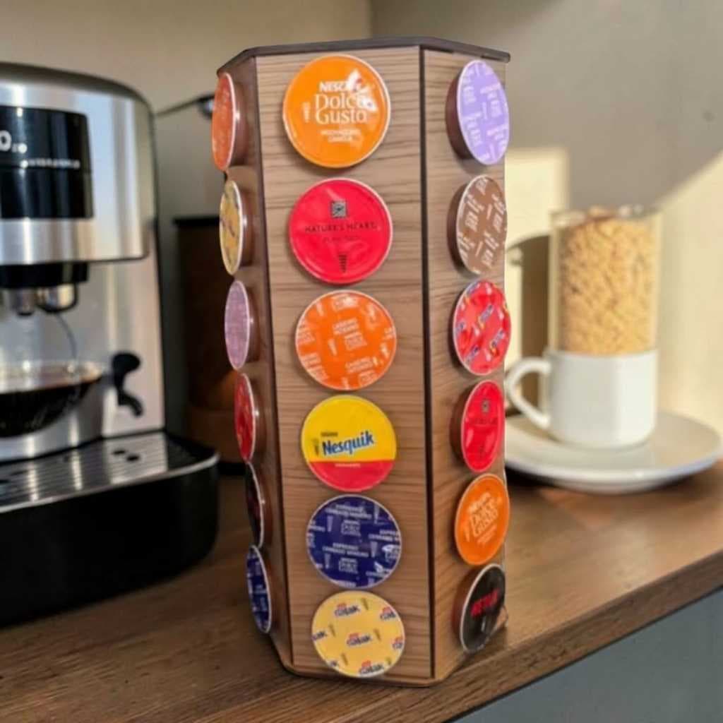 Torre Porta Cápsulas MDF Capacidade 30 Cápsulas Nestlé Dolce Gusto Cantinho Do Café Escritório