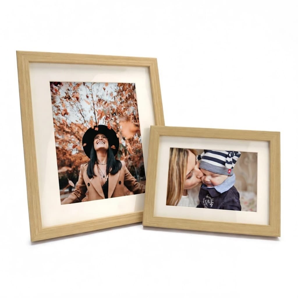Kit 2 Porta Retratos 10x15 E 15x20 MDF Estilo Madeira - Quadro Moldura para Fotos