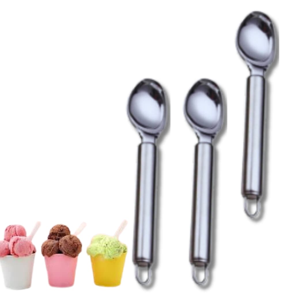 KIT 8 COLHERES CONCHA PEGADOR DE SORVETE AÇO INOX 20,5 CM