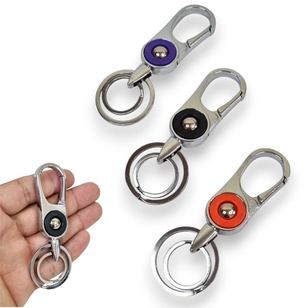 Chaveiro Mosquetão Giratório de Metal Chaves Chaveiro Resistente com Argola Dupla Acessório Bolsa