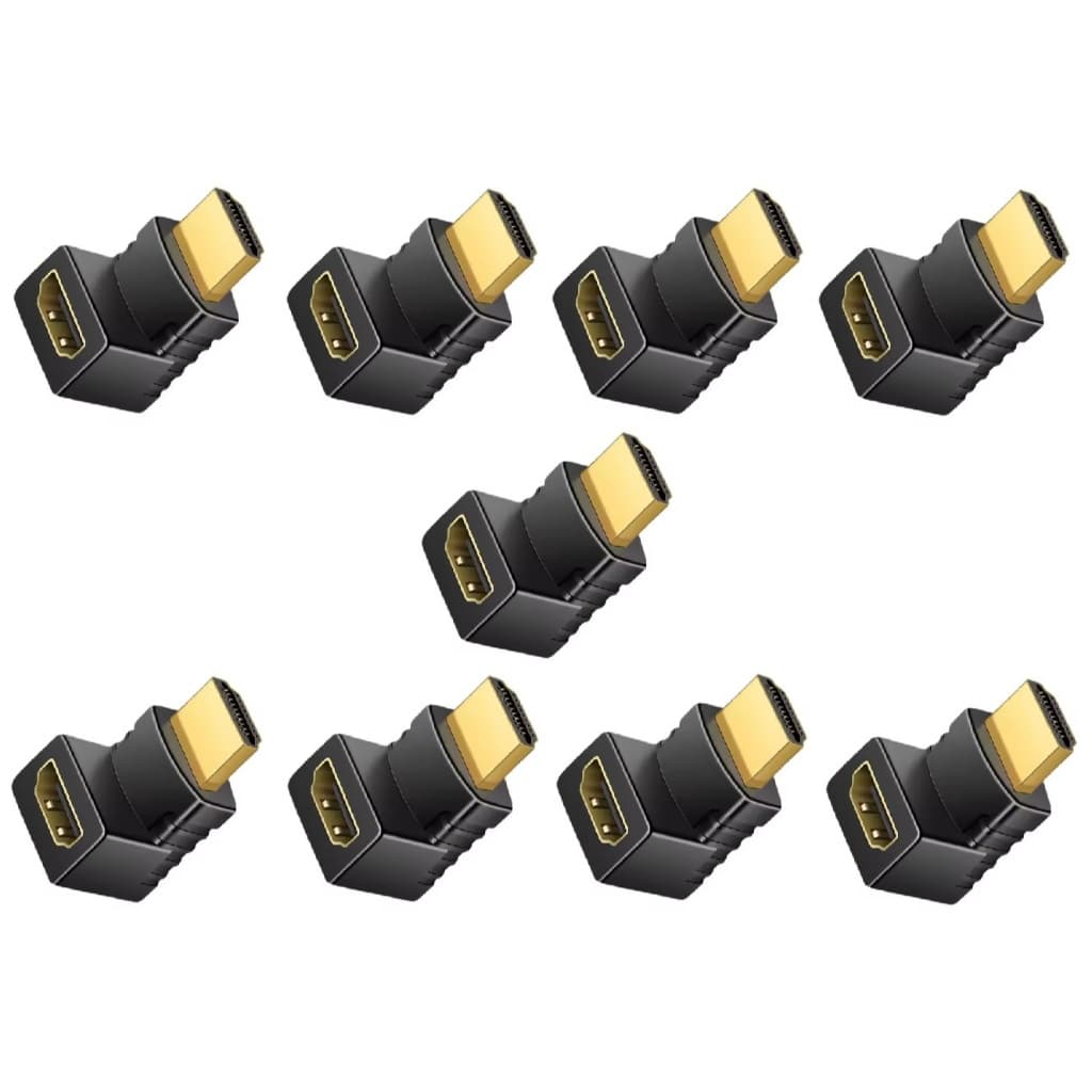 Kit Com 10 Adaptador Hdmi 90 Graus Em L Macho X Fêmea 1.4 P/ Tv Parede