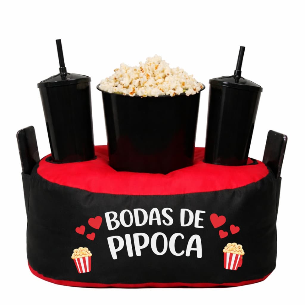 KIT Cinema em casa Almofada petisqueira com copos e balde Personalizada