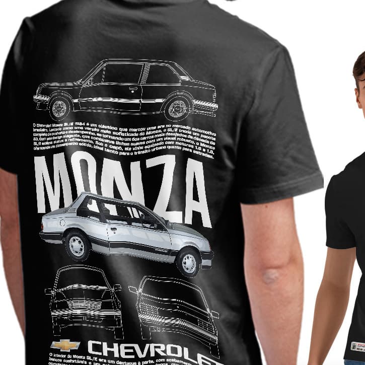 Camiseta Chevrolet Monza, Carro Clássico, Algodão, Estilo Retrô, 100% algodão