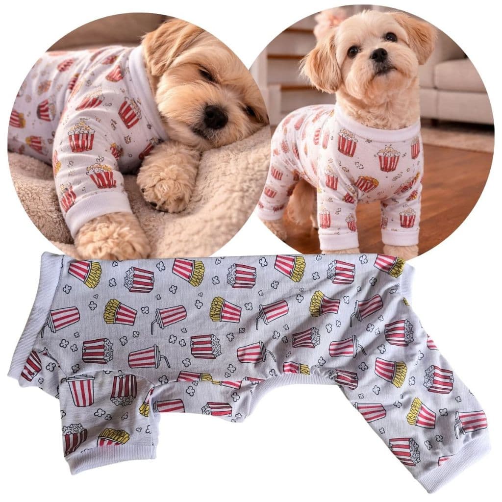 Pijama Cachorro Pipoca 04 Roupa Roupinha Pijaminha Pet Cão Fêmea Camisola Cao Filhote Anti Frio Inverno Pequeno