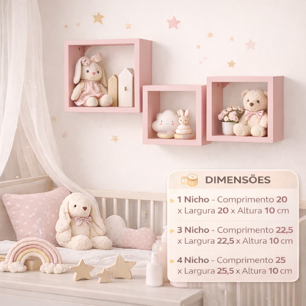 Kit Nicho Decorativo Ninchos Quadrados PMG Quarto Infantil