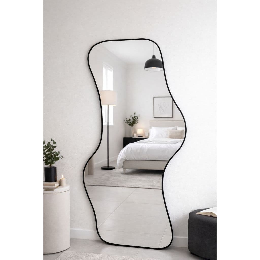 Espelho Decorativo Orgânico 120x60 com Moldura – Design Moderno para Sala, Quarto, Banheiro e Hall