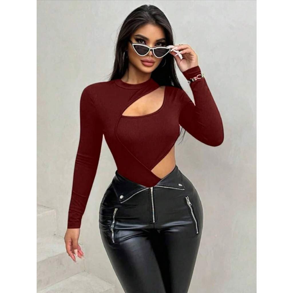 Body Modelador Feminino Maraysa Com Recorte Gringo Noite Balada Festa Tecido Suplex Premium Grossinho e Macio