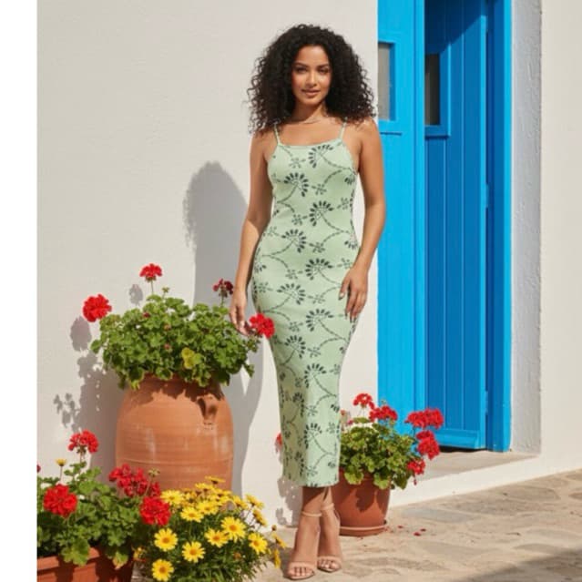 Vestido MIDI feminino inspiração. Vestido fresquinho leve para o verão, cores tendência.