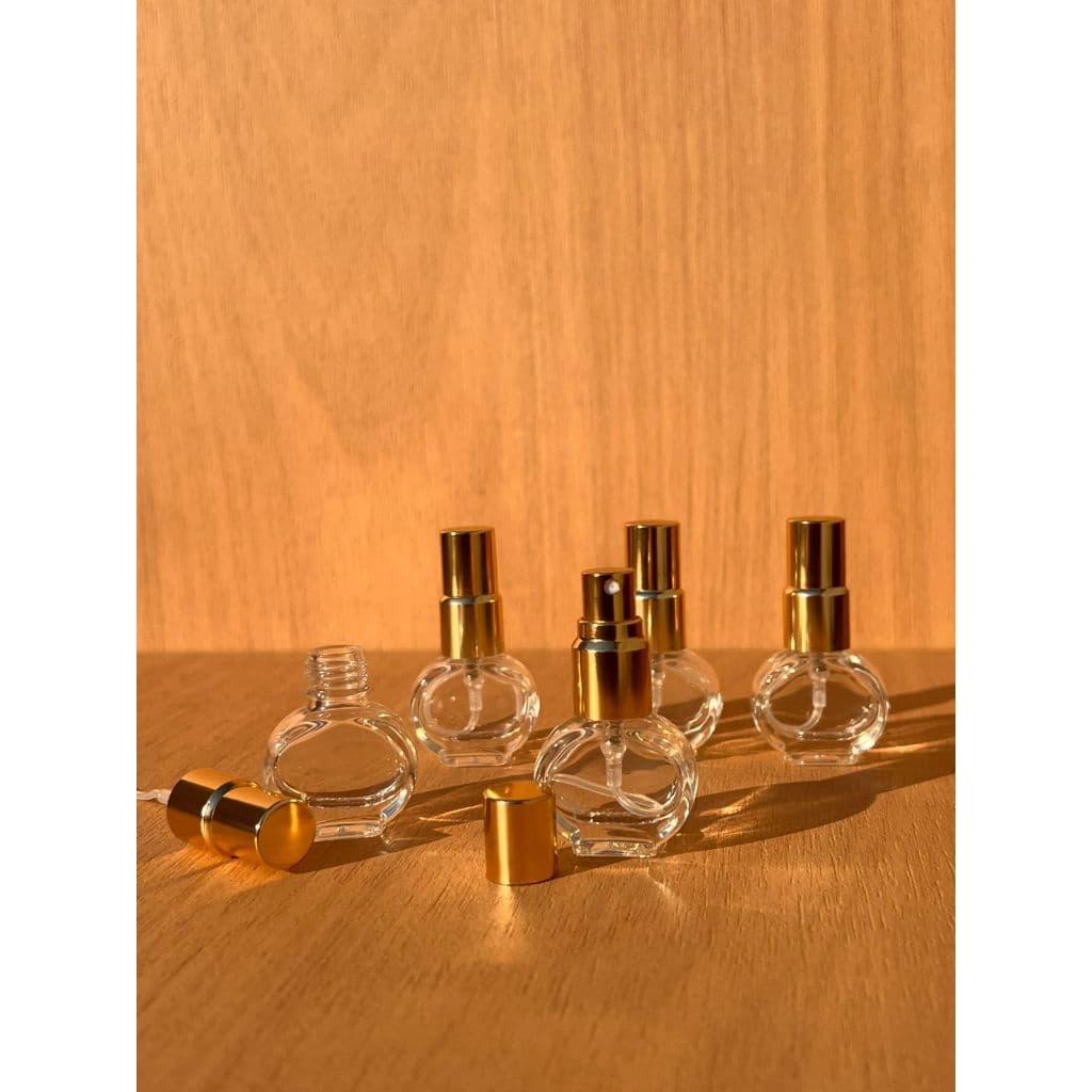 Kit 20 Frascos Mini de Vidro 4ml Maça Válvula Luxo Spray Ouro Branco Top
