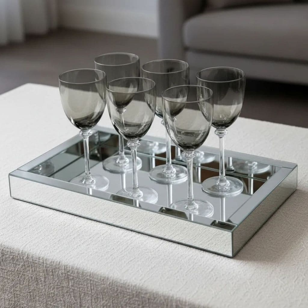 Bandeja Espelhada 30x50 Decorativa Luxo Espelho Mesa Sala