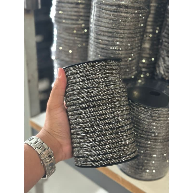 Tira de Strass 6mm Alto Brilho Para Chinelo Sandália Papete | Corrente de Strass Prata Artesanato