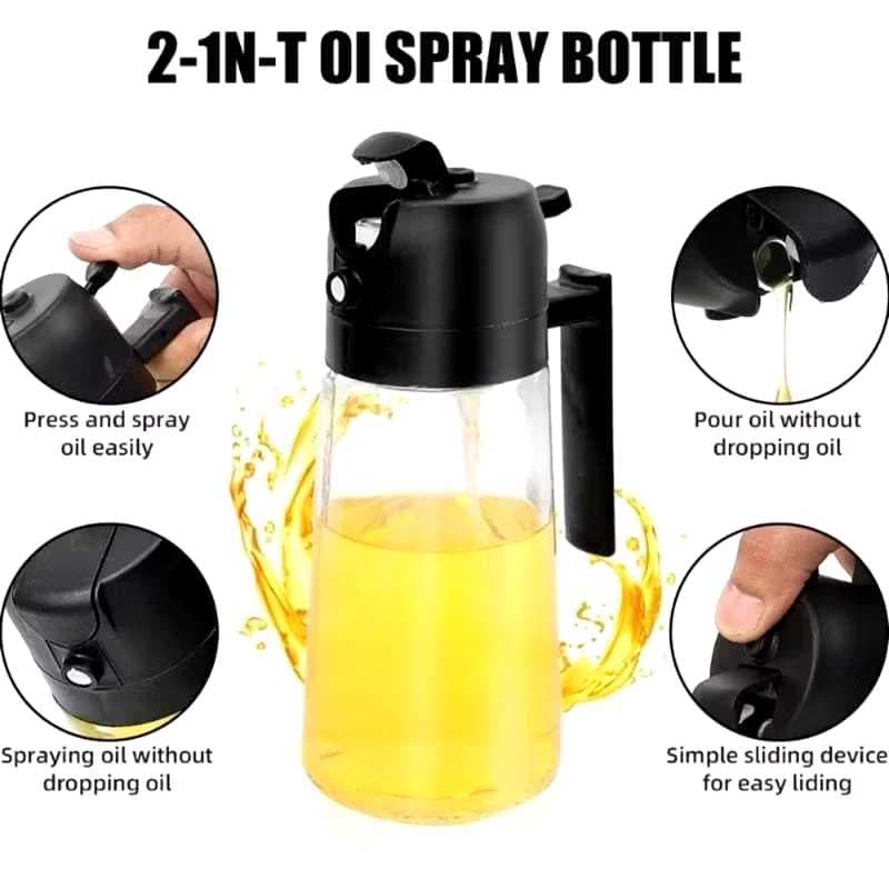 Spray Borrifador Dosador 2 em 1 Azeite Vinagre Oléo Vidro Modelo Galheteiro Cozinha 470ML feng.s