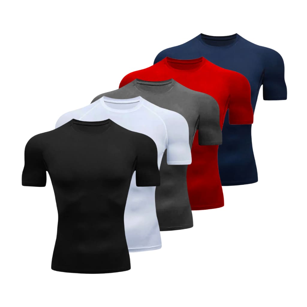 Kit 5 Camisas de Compressão Masculina Camiseta Dry Fit Treino Academia Rash Guard Manga Curta Justa
