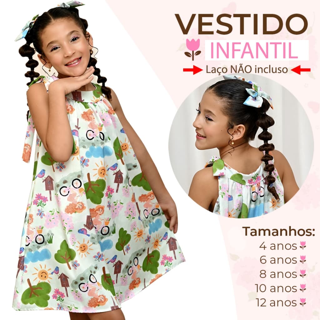 Vestido Infantil Bloguerinha Tendência Delicado Lançamento Exclusivo Novidade 4 a 12 Anos
