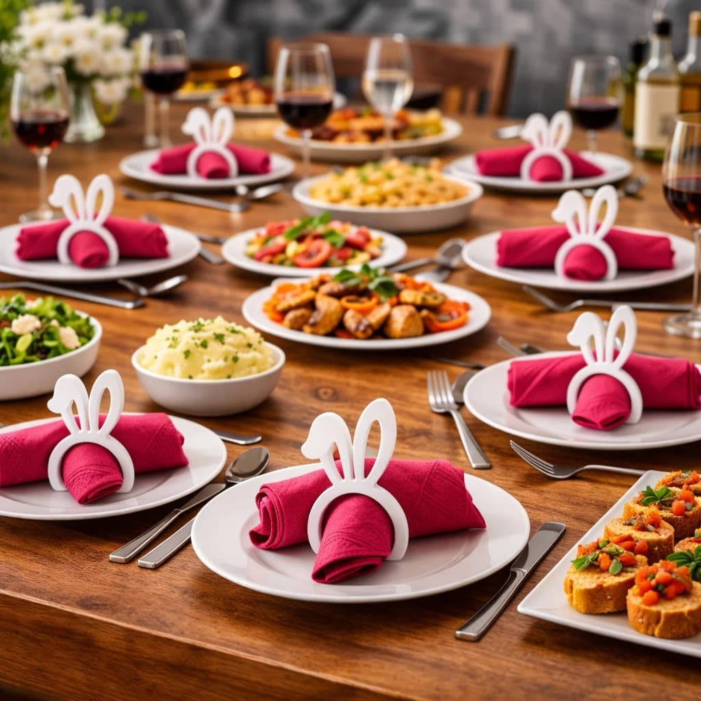 Anel de Guardanapo Páscoa coelho Kit 6 ou 12 Unidades Decoração Mesa Posta Easter Bunny Porta Guardanapo Orelha Coelho