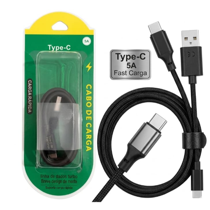 Cabo Usb com Entrada Tipo-C para Carregamento e Dados Turbo Ultra Rápido